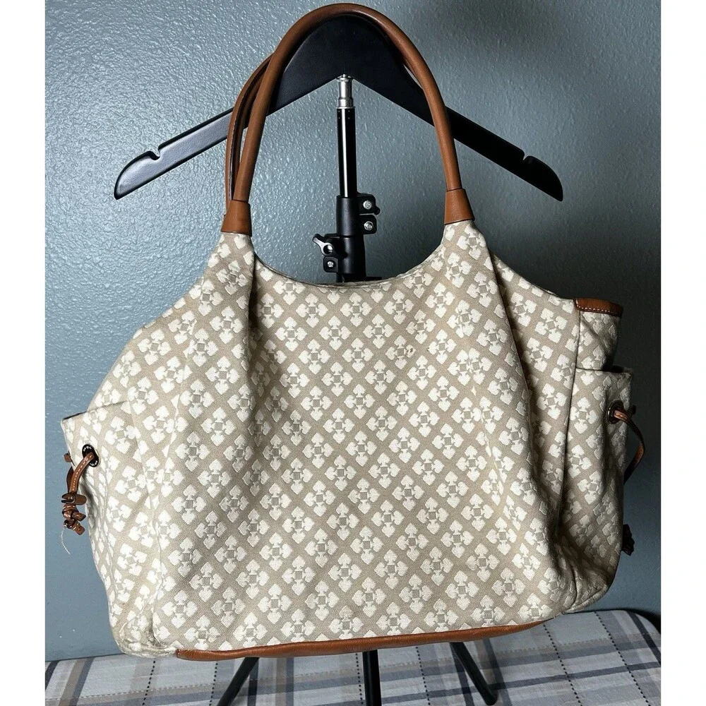 Kate Spade New York Stevi Classic Stucco Canvas & Leather Large Tote/Diaper Bag